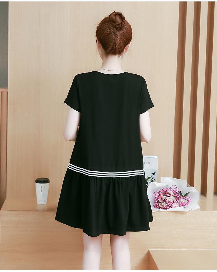 Váy bầu, đầm bầu MOMI 1165 Lụa dáng A phối viền ngang đen