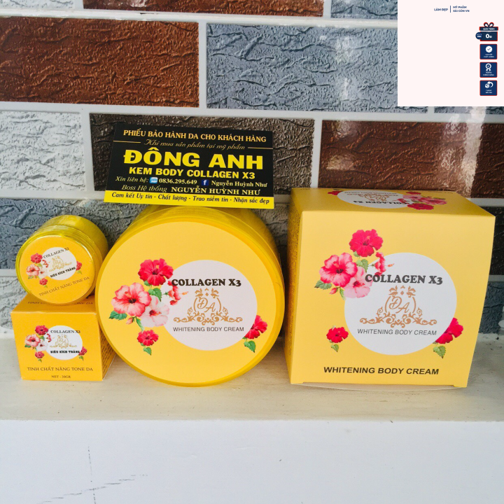 Combo Kem Body X3 collagen và kích trắng X3 Đông Anh 300gr - Có phiếu bảo hành