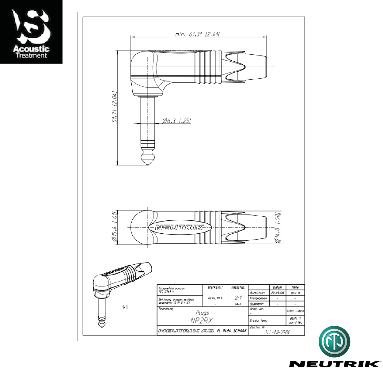 [HCM]Jack Neutrik NP2RXNeutrik plug connector