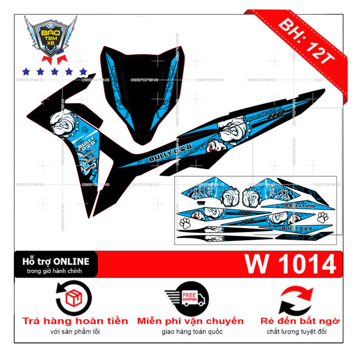 Tem rời xe wave rsx 2013 bull dog xanh đen