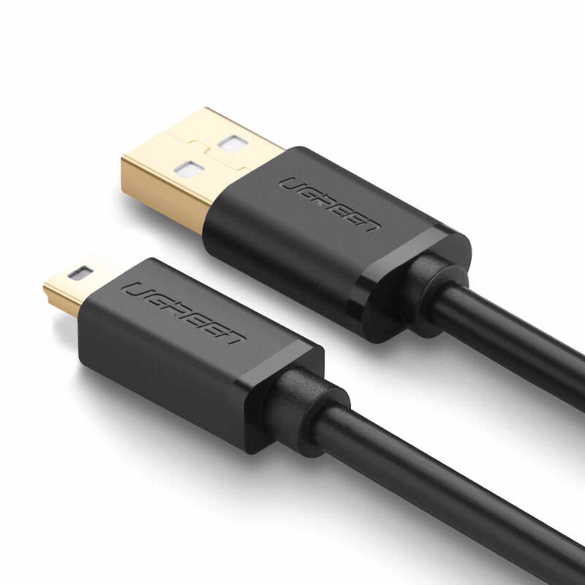 Cáp sạc USB 2.0 sang mini USB mạ vàng UGREEN US132 (đen)