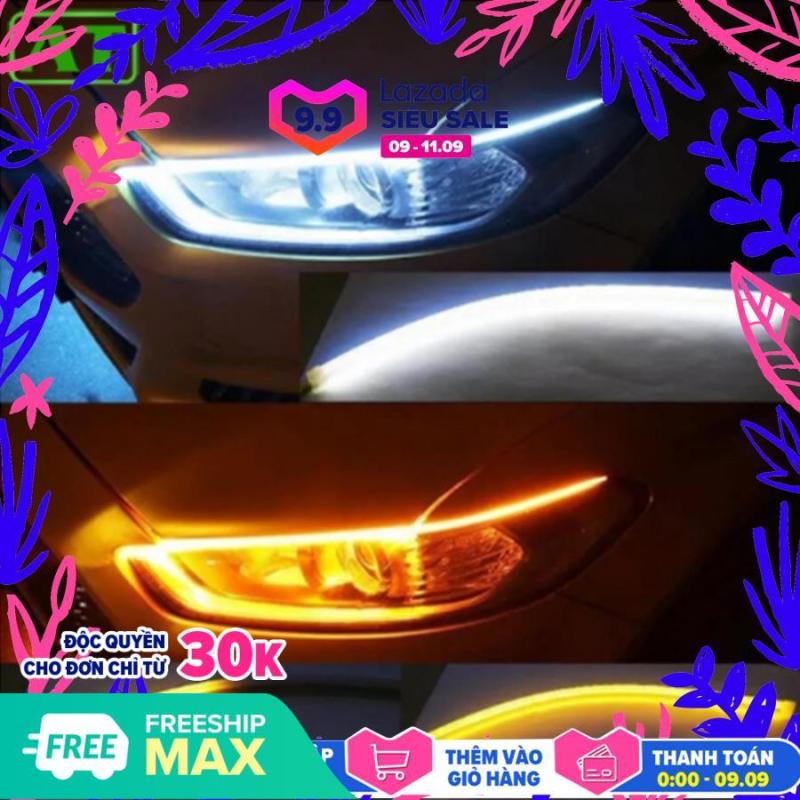 Bộ 2 Led Dây Đèn Mí Ô Tô Tích Hợp Xi Nhan Đuổi 30cm Silicon Chống Nước