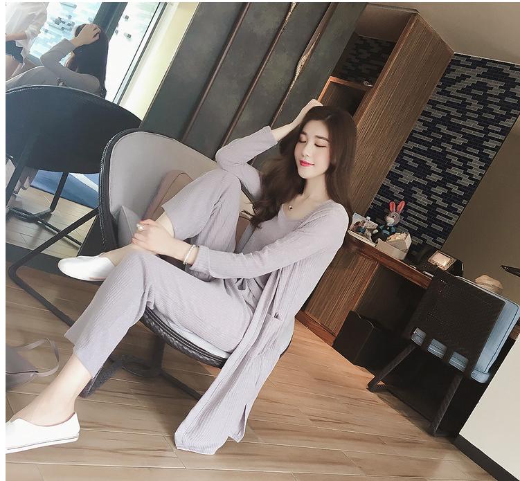bộ 3 món, set bộ, áo khoác cardigan len tăm, áo hai dây tăm và quần tăm thắt nơ nữ thời trang