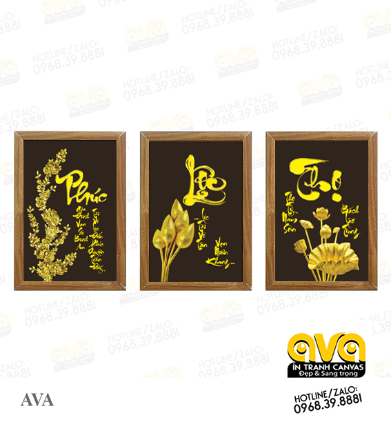Bộ 3 Khung thư pháp - Phúc lộc thọ đẹp