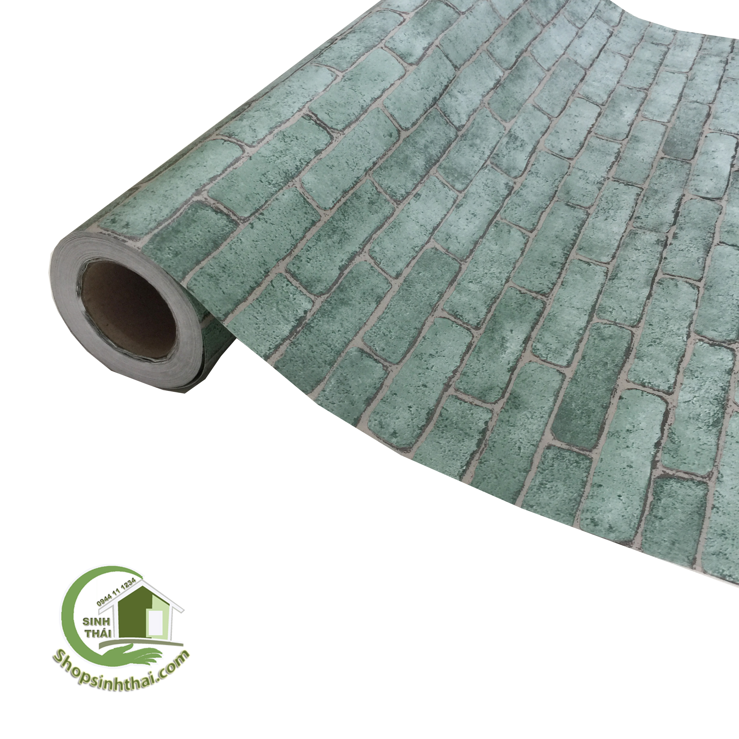 [HCM]Giấy Dán Tường Giả Gạch 3D Màu Xanh - [ 50cm x Khổ 90cm ] Có Sẵn Keo