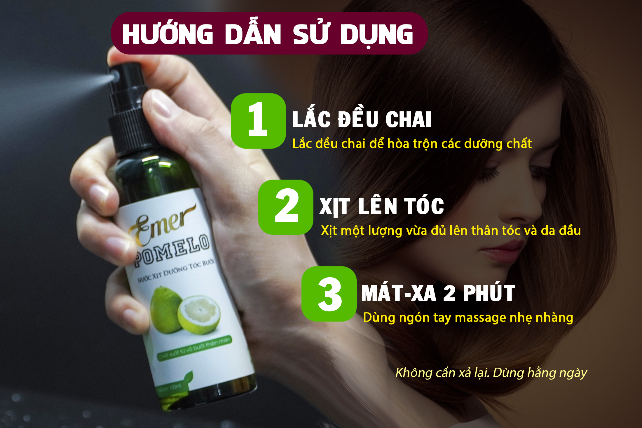 [HCM]Dưỡng Tóc Tinh Dầu Bưởi Pomelo Xịt Mọc Tóc Kích Mọc Tóc 100ml