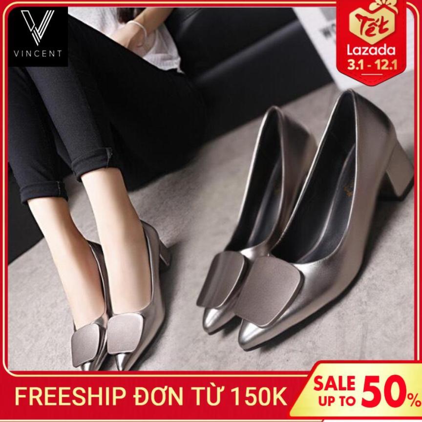 Giày Cao Gót Mũi Nhọn Đế Cao 5cm Đẹp , Sieu Bền 3 Màu Đỏ, Xám,Đen giá rẻ