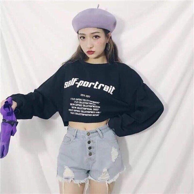 Áo Thun Nữ Tay Dài Croptop Salf-Portrait