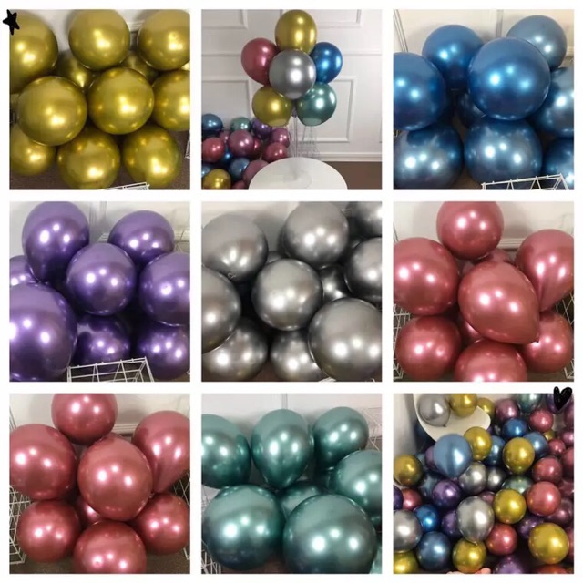 Full Set bong bóng trang trí sinh nhật siêu nhũ Decor 01 (inbox màu bóng)