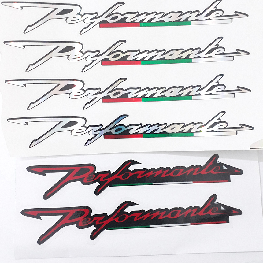 Tem decal performante màu đỏ (giá cho SH 2 chữ), tem dán xe máy SH, xe đạp điện