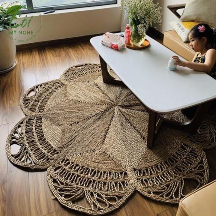 Thảm cói hình bông hoa 1,8m
