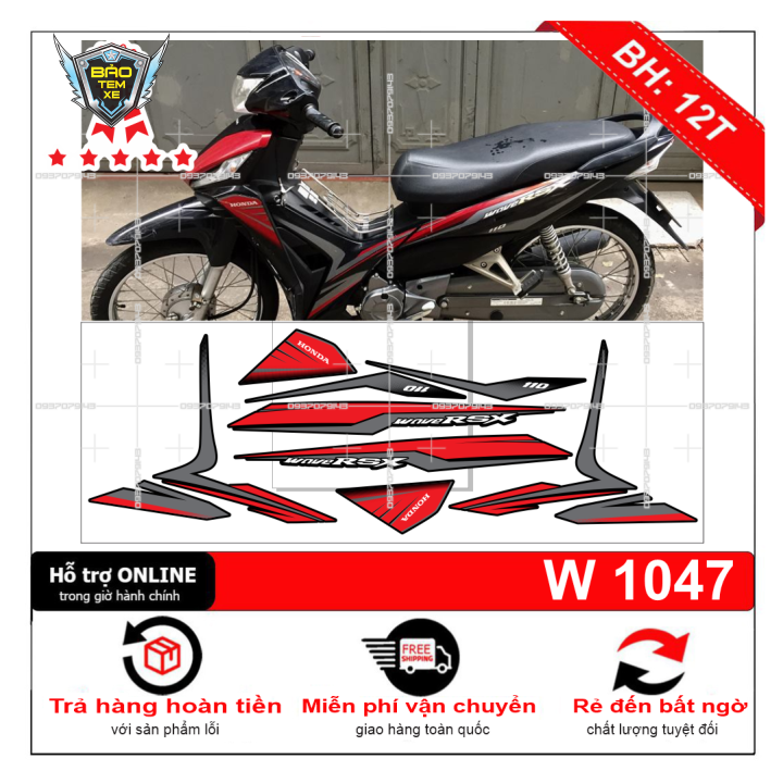 Tem rời xe wave RSX zin đỏ đen