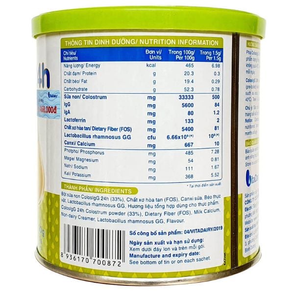 Sữa Colos IgG 24h 90g ( Hộp 60 gói )