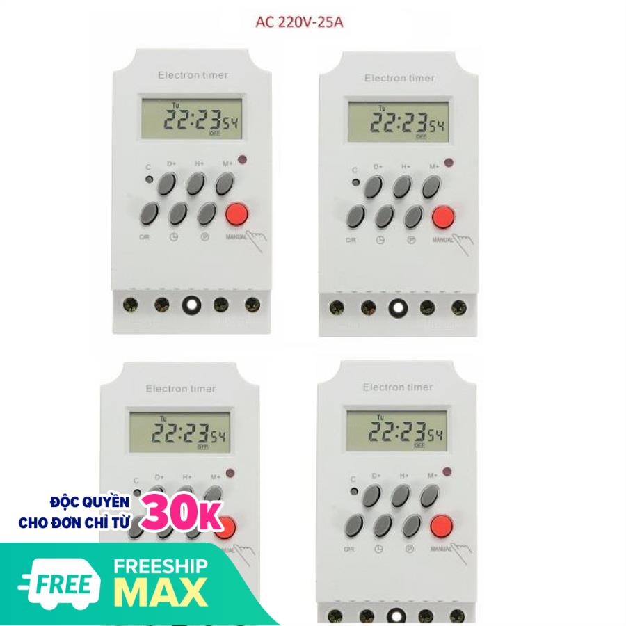 Bộ 4 công tắc hẹn giờ tắt mở thiết bị điện tự động KG316T-II (25A/220V)