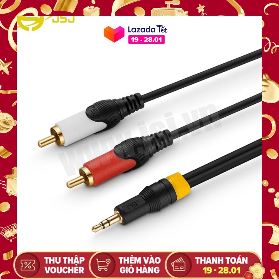 Dây Đen Tín Hiệu 3 Li Ra 2 AV (RCA) Dài 1.8m JSJ-322