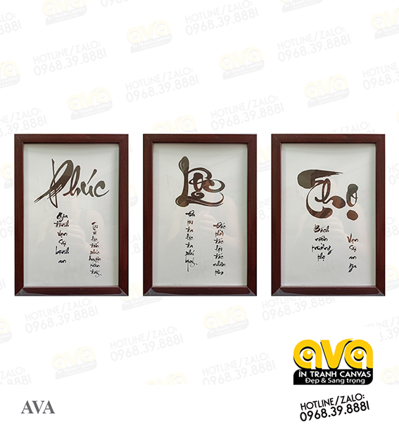 Bộ 3 Khung thư pháp - Phúc lộc thọ