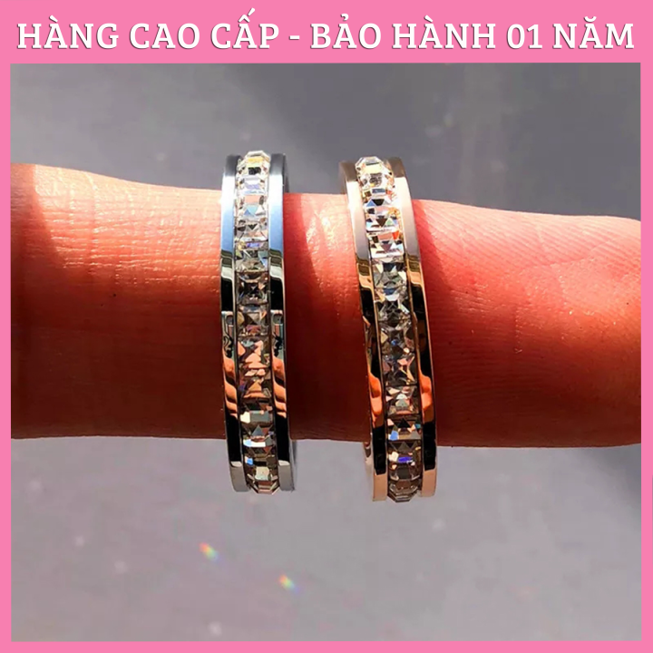 Nhẫn Đôi Nam Nữ Đính Đá Cao Cấp Mẫu 1 Hàng Đá