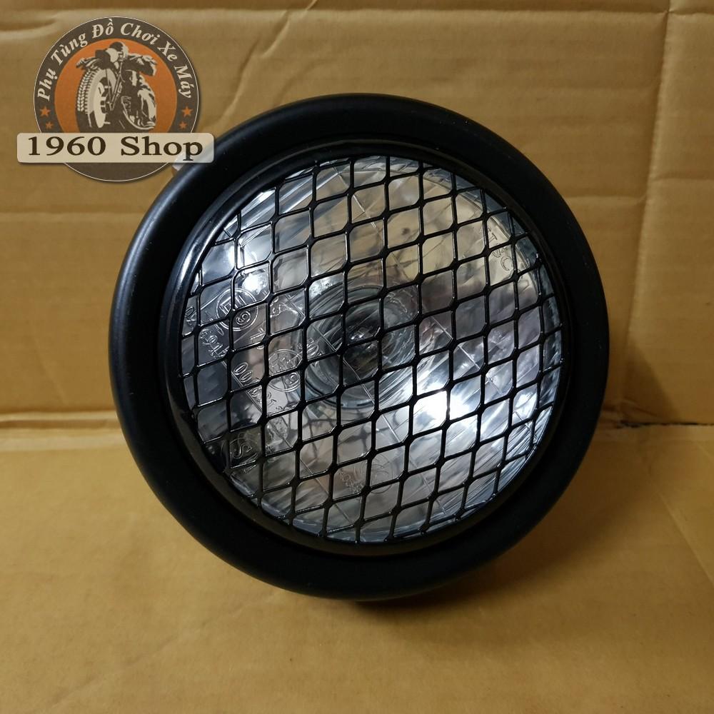 đèn pha xe máy độ SU GN gáo đèn pha và lưới mắt cáo vỏ kim loại màu đen sơn tĩnh điện, kính thủy tinh, bóng sợi đốt phù hợp độ Classic Cafe Racer Tracker GD110 SU GN125 Win CD 67 Dream Cub