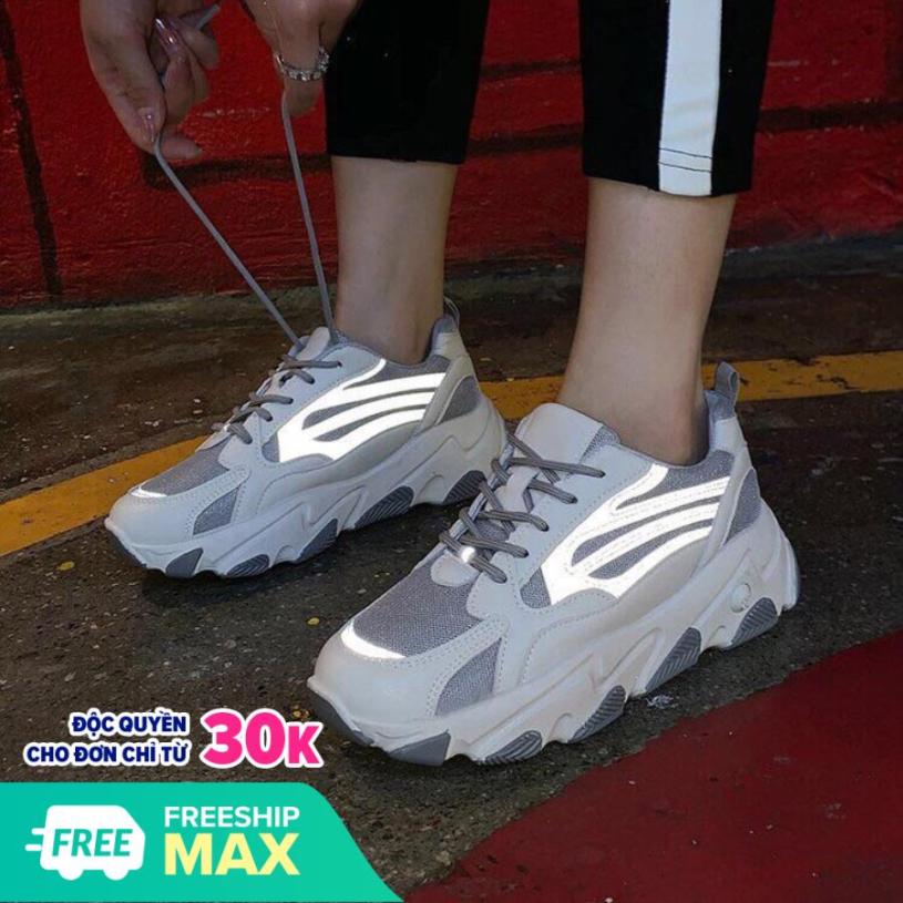 giày thể thao sneaker nữ phản quang kẻ giá rẻ