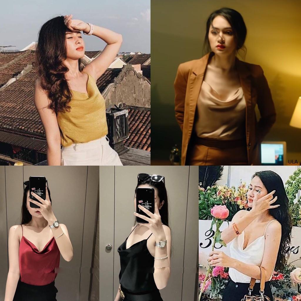 Áo 2 dây phi lụa cổ đổ