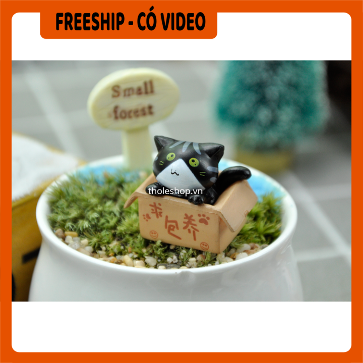 [FREESHIP] Móc khóa mèo con trong hộp  3x2.5cm - Móc khóa cho balo, túi xách, chìa khóa - Móc khóa hình mèo đáng yêu - Móc khóa xe dễ thương