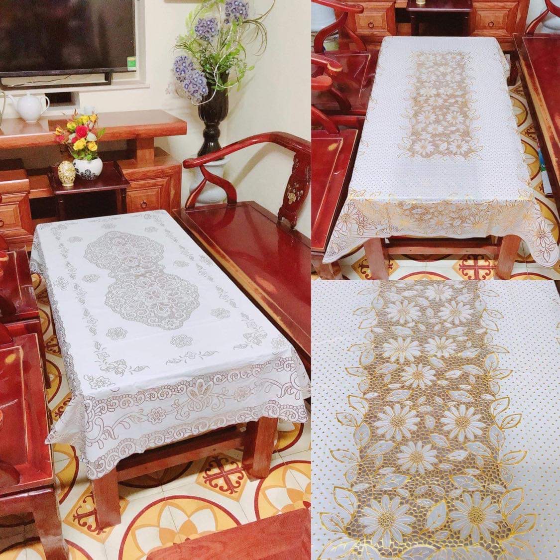 [SIÊU RẺ] Khăn trải bàn Ren Hoa 90x140cm - HÀNG ĐẸP