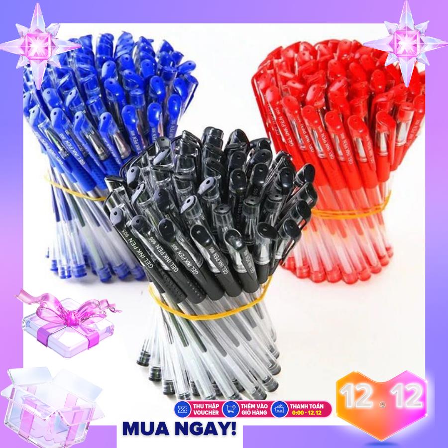 COMBO 02 Bút bi nước viết êm tay, bút bi giá rẻ sẵn 3 màu đen xanh đỏ, đồ dùng văn phòng phẩm cho học sinh, văn phòng