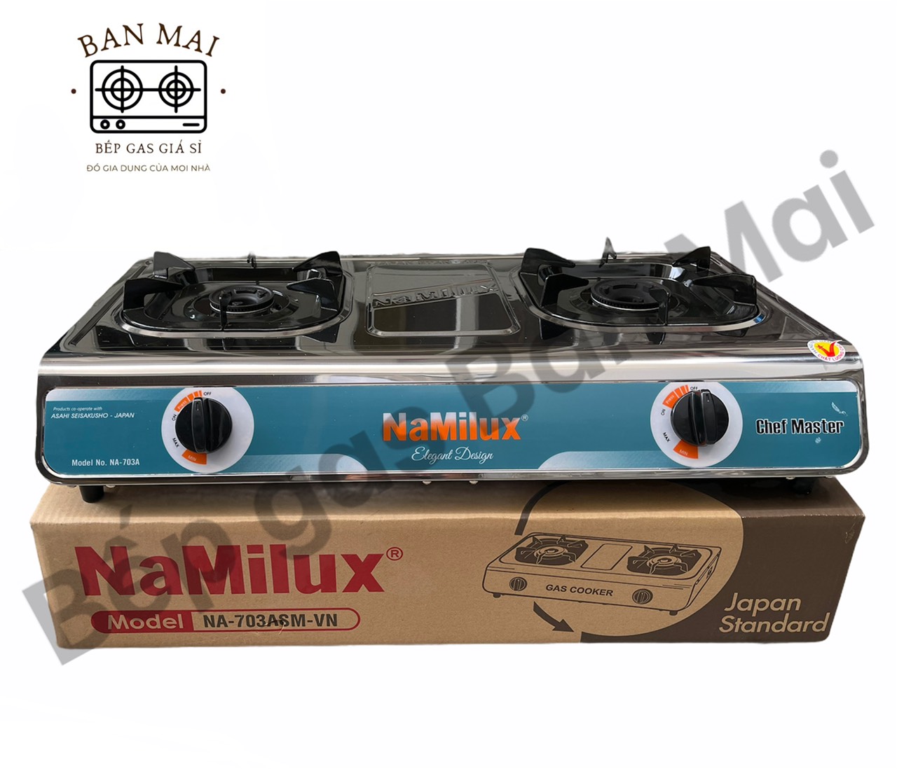 Bếp Gas Đôi Namilux NA-703ASM – Mặt Inox, Lửa Mạnh, Siêu Tiết Kiệm Gas  Hàng Chính Hãng