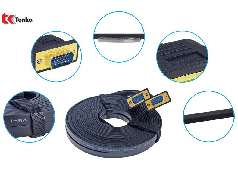 Cáp VGA 10m mỏng dẹt DTECH DT-69F10