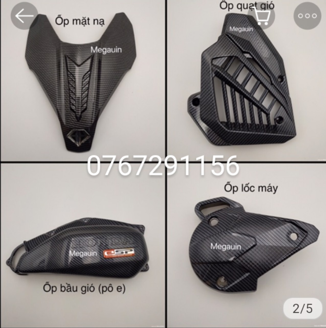 Combo 11 món ốp cacbon trang trí Air Blade 2016-2019