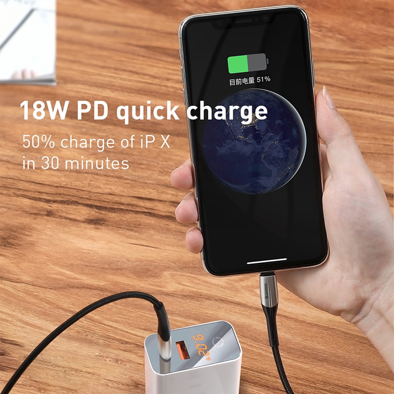 [ PD 18W ] Cáp Sạc Nhanh PD Type C to Lightning Baseus Horizontal Data PD (18W, C to iPhone Cable) ttshop247