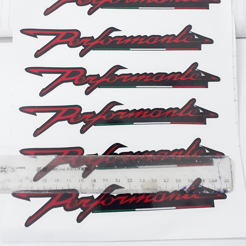 Tem decal performante màu đỏ (giá cho SH 2 chữ), tem dán xe máy SH, xe đạp điện