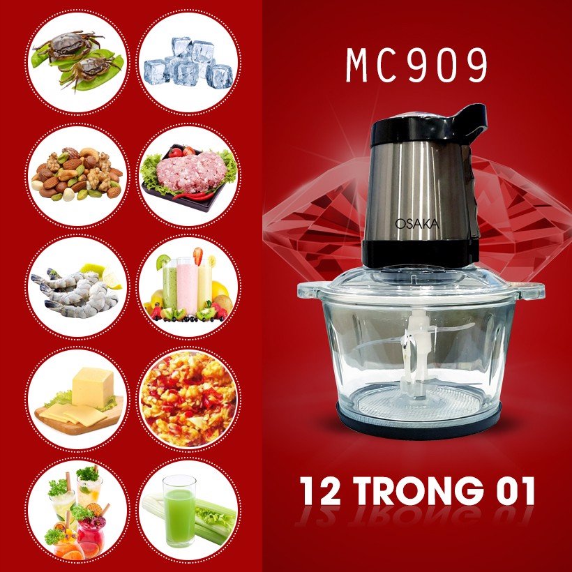 MÁY XAY THỊT ĐA NĂNG  OSAKA MC909 1.5 LÍT