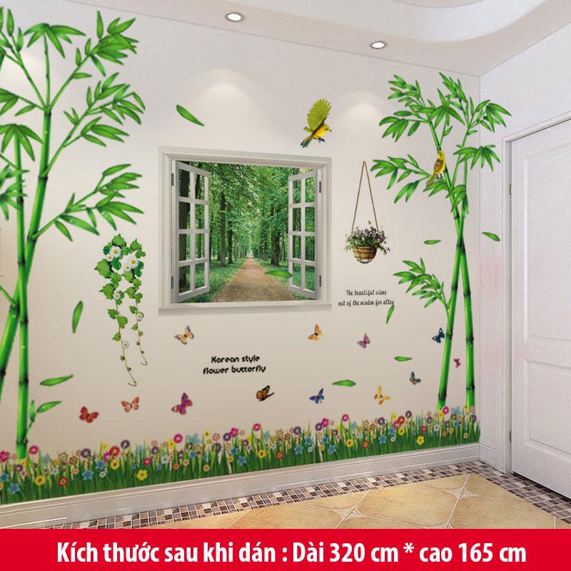 Large size bamboo dust bathroom wall stickers-wall window flower am9104-ay701-ay823