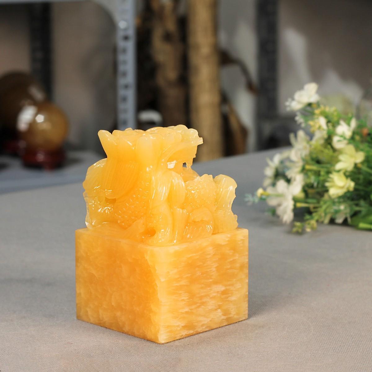 [FreeshipMAX] Ấn Rồng Phong Thủy Đá Tự Nhiên 12cm. Ngọc Hoàng Long MS002