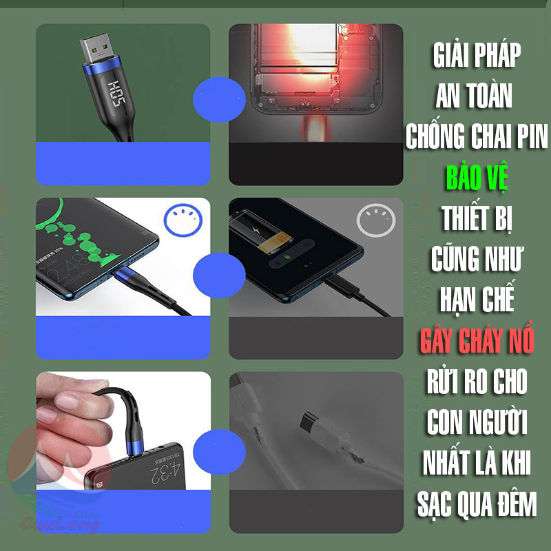 Cáp Sạc Tự Ngắt Hẹn Giờ 10h Thông Minh Chống Chai Pin Điện Thoại Màn Hình Led Điện Áp CuuLongstore