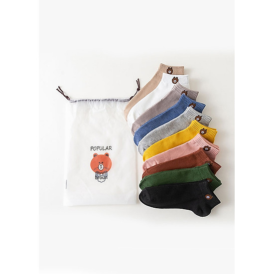 Set 10 đôi tất gấu kèm túi