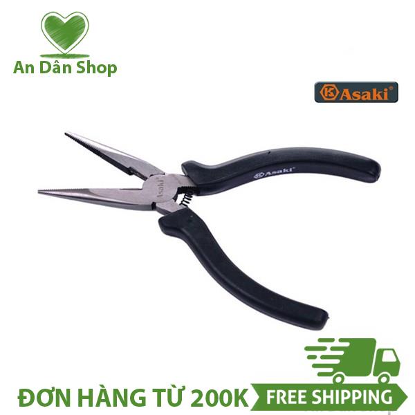 [HCM]Kìm nhọn cán đen kiểu Mỹ 200mm Asaki AK-8050