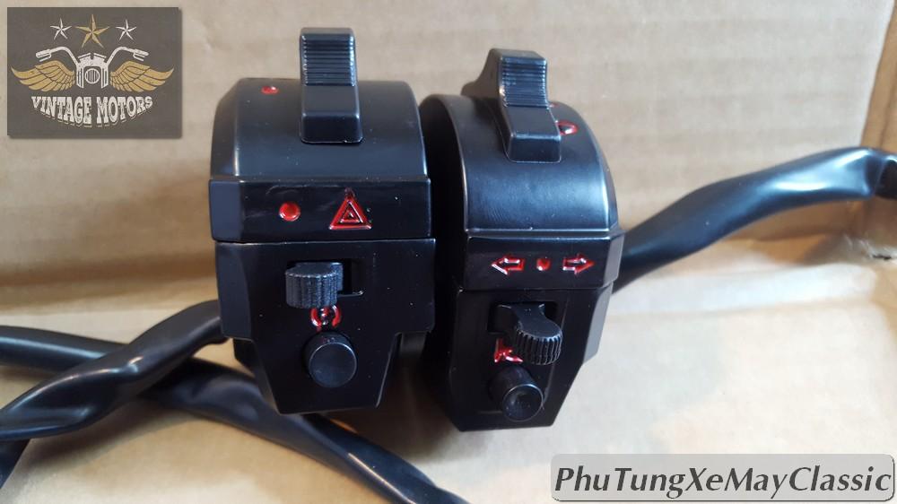 Bộ cùm công tắc Sói ( Wolf )thép sơn tĩnh điện độ Harley Cafe Racer Chopper Bobber CG125 SU GN125 Win Honda Yamaha