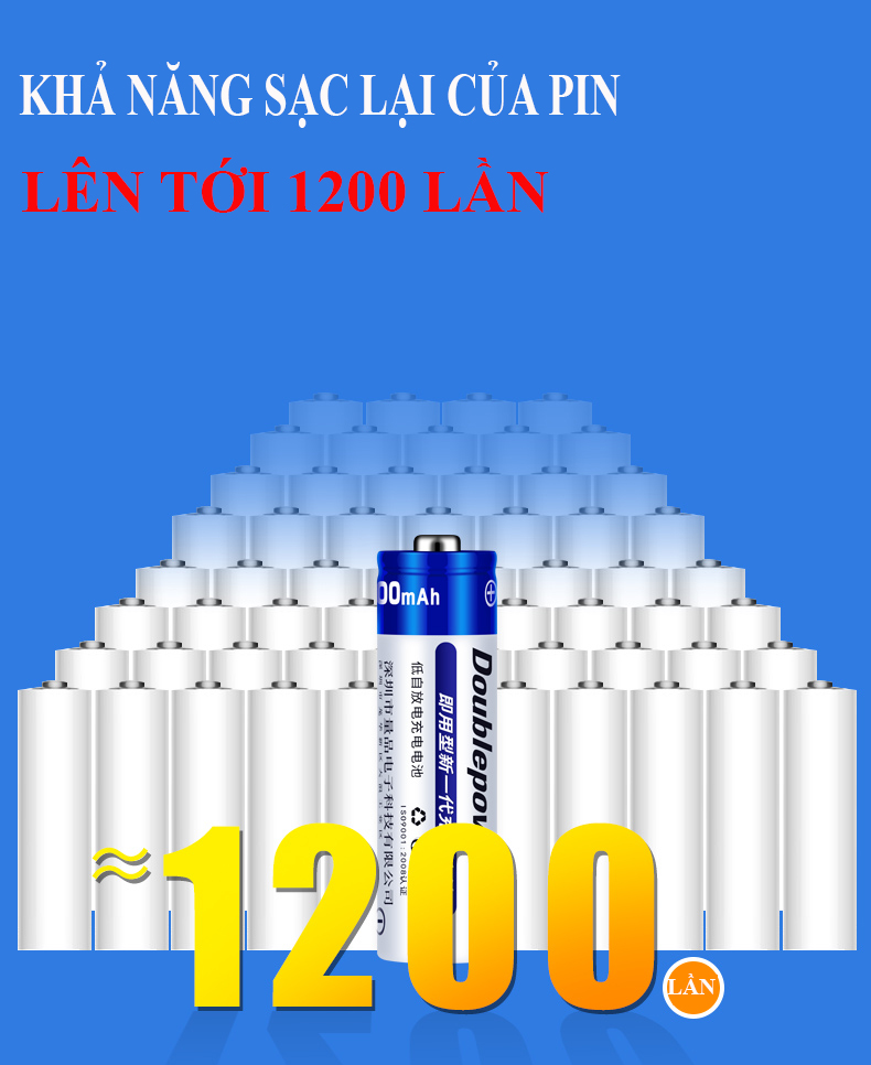 Combo 8 viên Pin tiểu sạc AA 3000mAh Doublepow cao cấp (pin xanh)