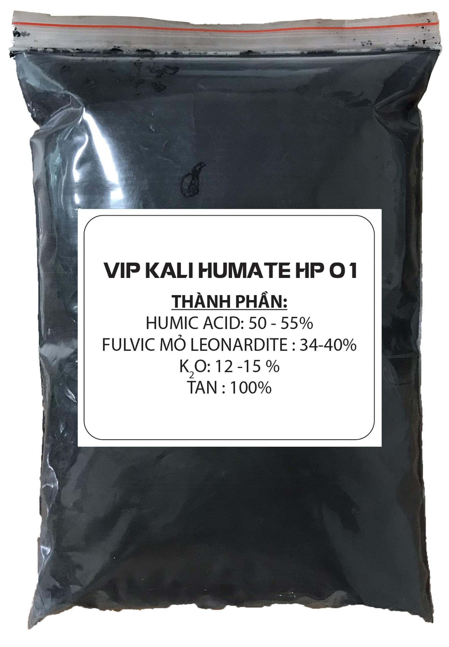 KALI HUMATE 01 - ACID HUMIC - PHÂN BÓN HỮU CƠ - TẠO ĐỘ MÙN CHO ĐẤT - GIÚP KÍCH RỄ, PHÁT TRIỂN KHỎE MẠNH - XANH DÀY LÁ - DẠNG BỘT MỊN MÀU ĐEN - GÓI 1KG