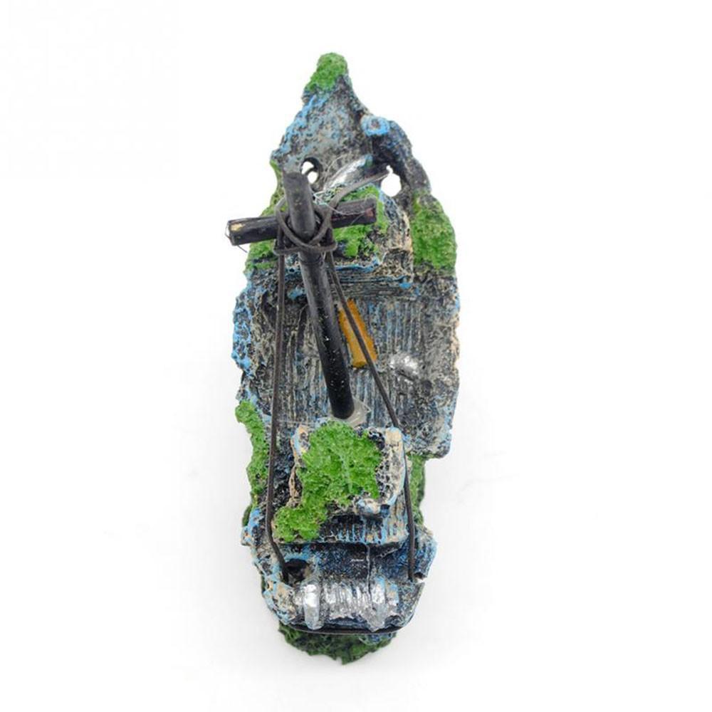 mui tàu đắm giả 11CM*5CM*13CM trang trí bể cá