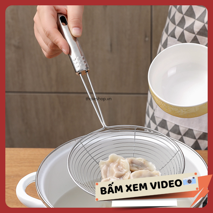 Vợt chiên vớt ráo dầu 16cm - Vợt lưới vớt vớt thức ăn inox tốt, vợt lưới để ráo dầu mỡ - Dụng cụ vớt đồ ăn ráo dầu - Muôi vớt thức ăn chiên rán dầu mỡ [RẺ VÔ ĐỊCH]