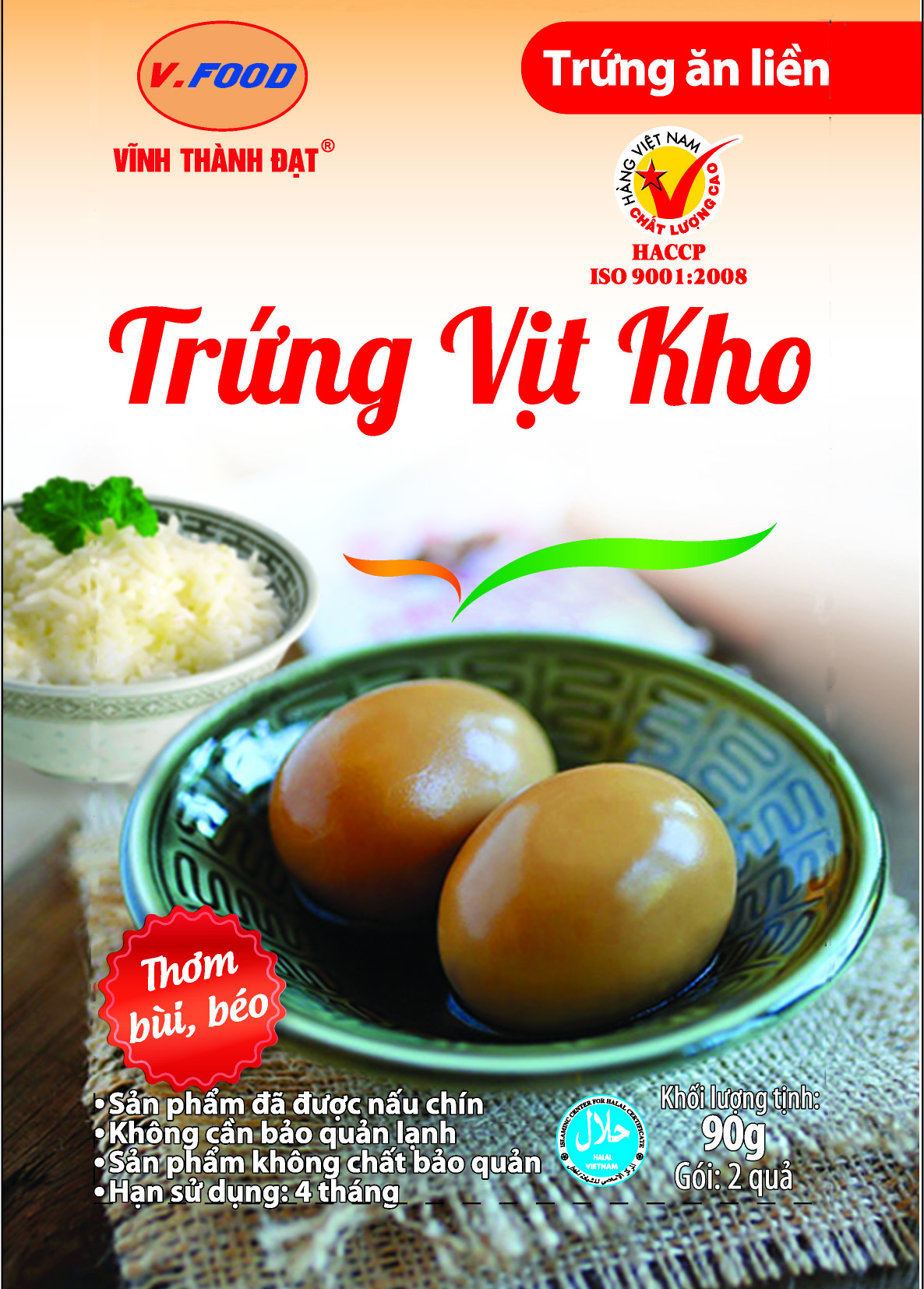 [Giao toàn quốc]TRỨNG VỊT KHO V.FOOD GÓI 2 QUẢ