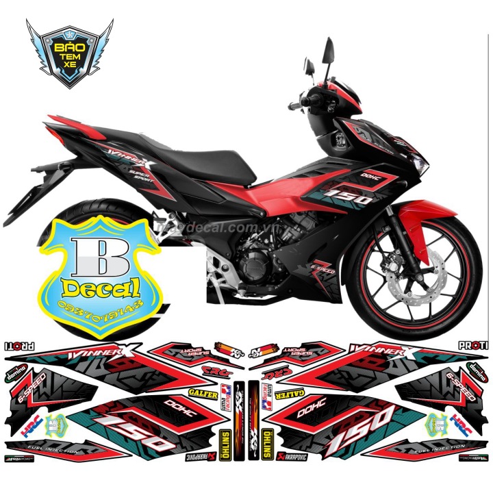 [ FREE SHIP ] Tem rời xe winner X đỏ đen nhám 30343