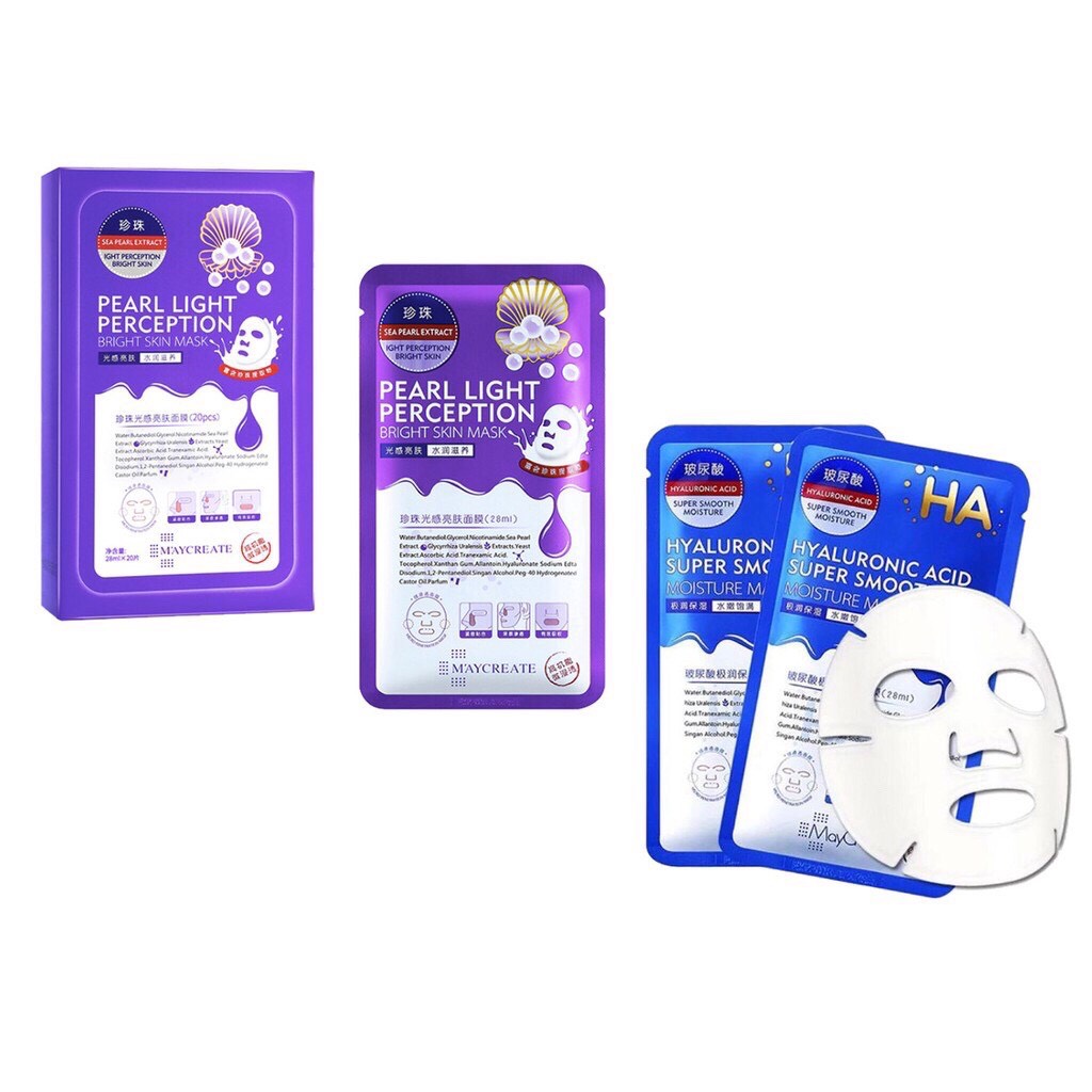 Bộ 20 miếng mặt nạ HA (10 xanh + 10 tím)