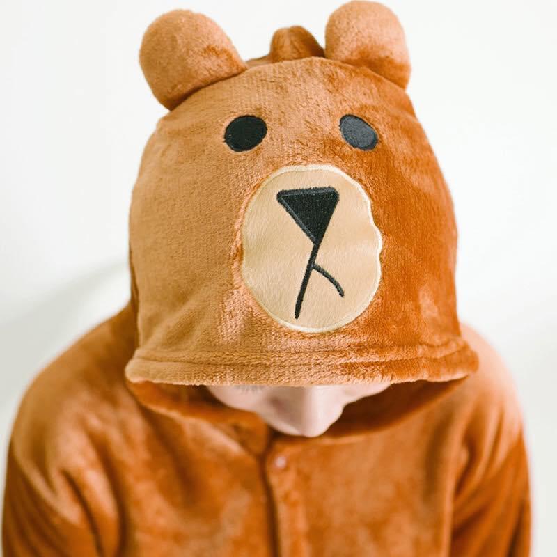 Bộ đồ lông mịn hình thú gấu nâu Brown