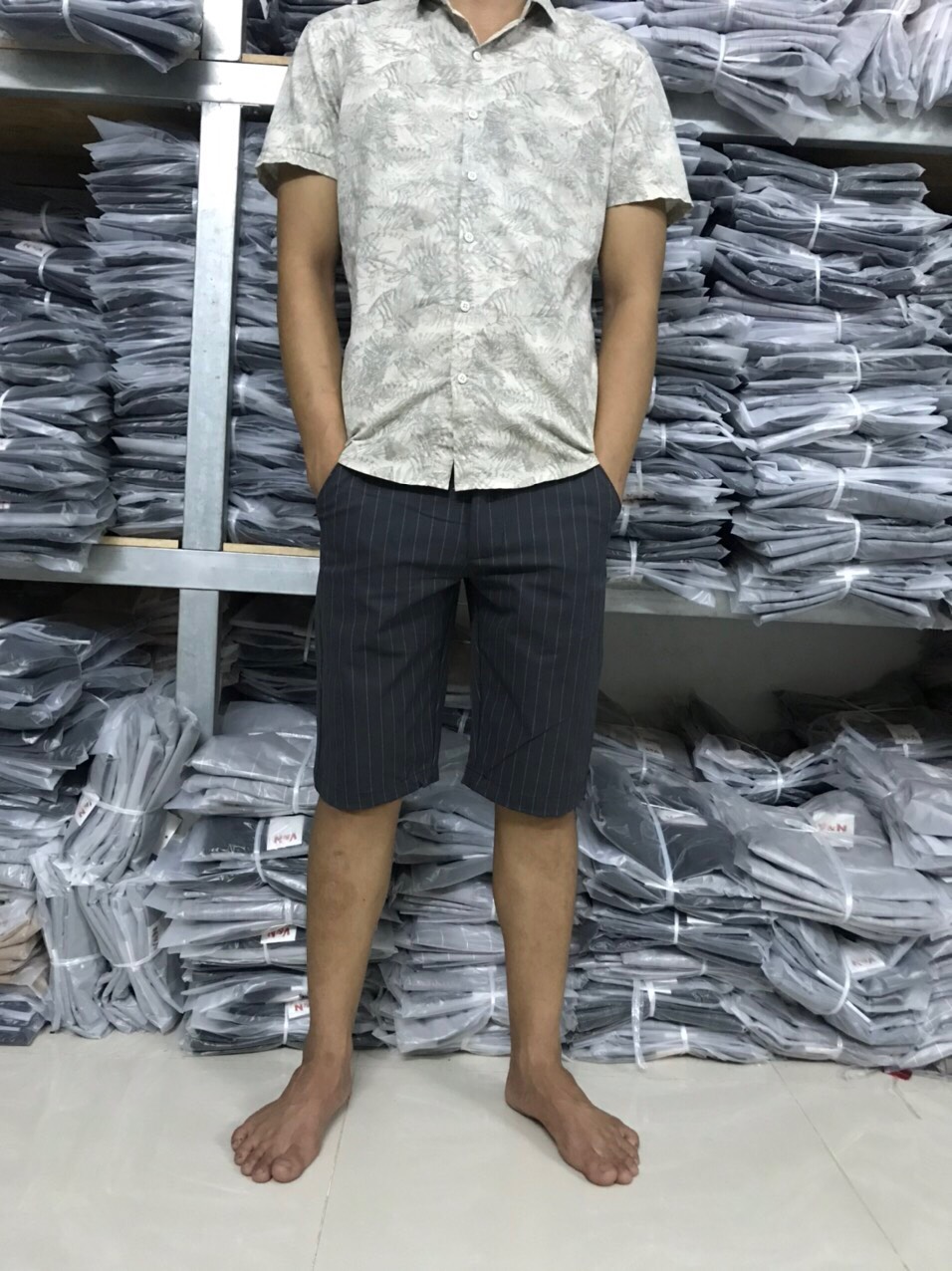[HCM]quần short tây âu caro sọc dọc
