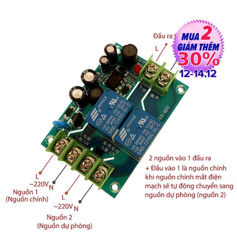 Mạch tự động chuyển đổi nguồn điện YX-Q01 220V-10A (ATS 220V-10A)