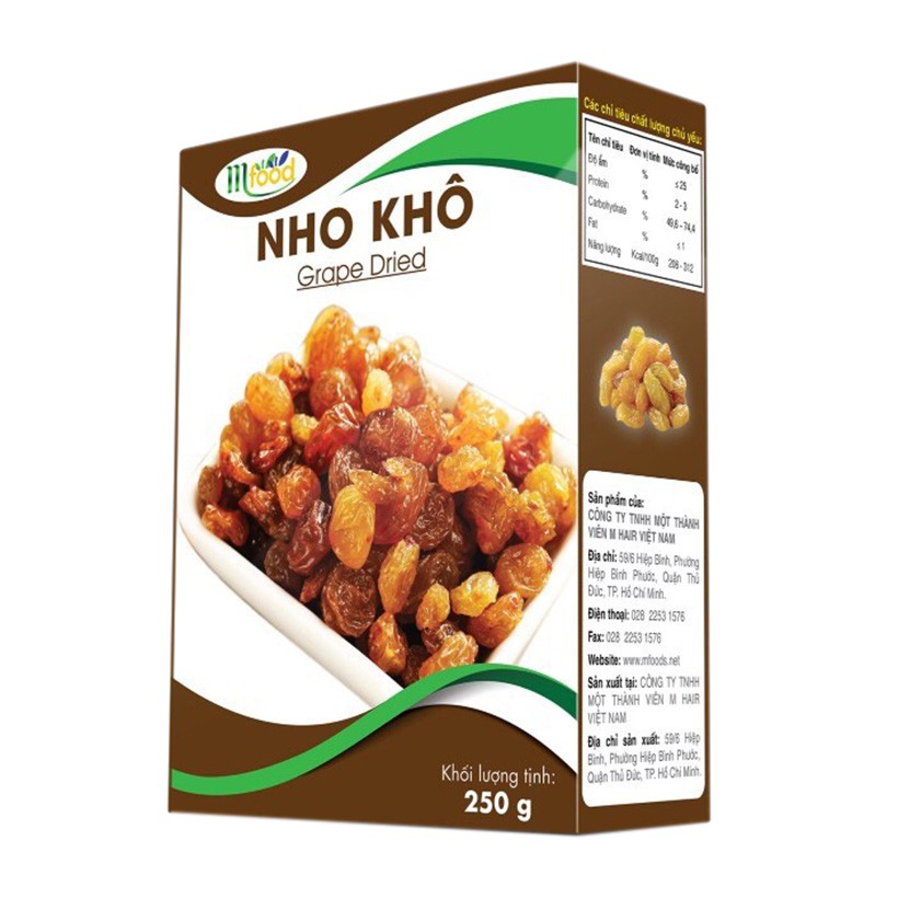 [HCM][HÀNG NHẬP KHẨU] Nho Khô Rời Nhập Khẩu Mỹ Loại 1 (Hộp 250g)